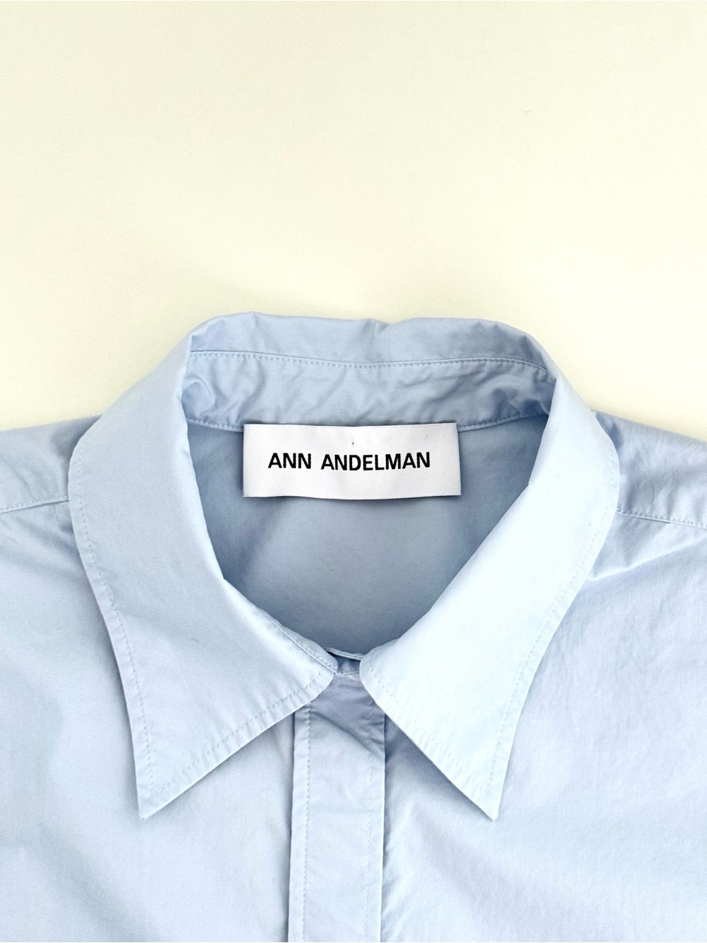 Ann Andelman Cropped Light Blue Button Up Point Collar Cotton Shirt - Size M - Picture 4 of 8